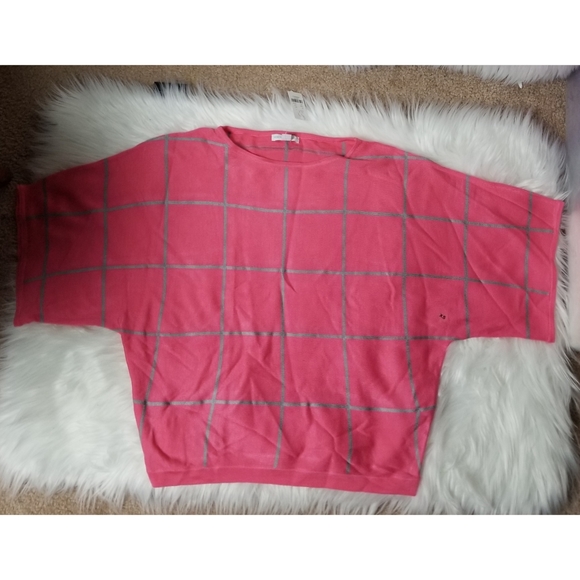 New York and Company salmon pink with gray stripes blouse top XS - Picture 3 of 9